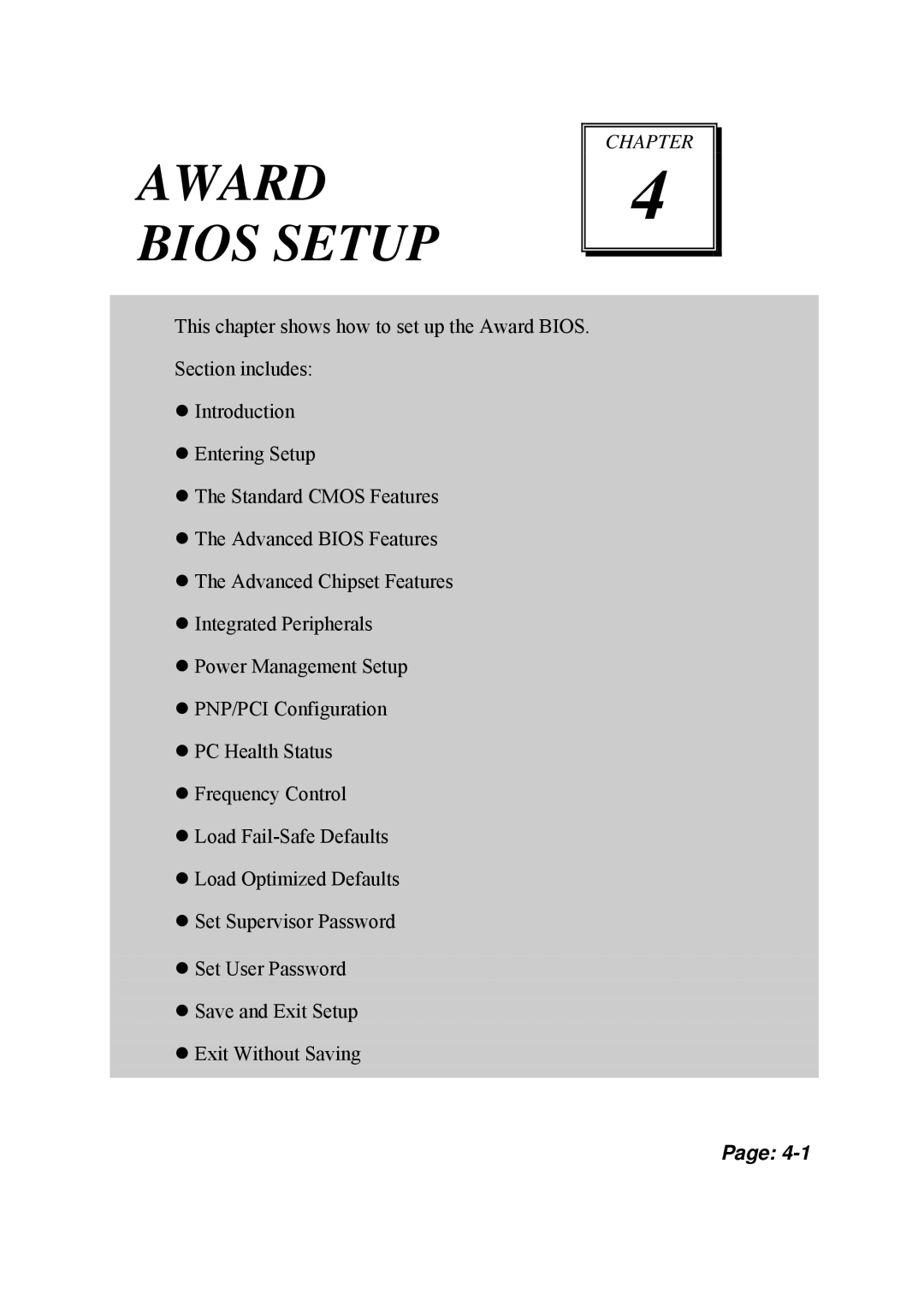 Pro-Tech EB-471LF M1, ULV Celeron M 3.5 Embedded Card With VGA/ SOUND/ LAN user manual Award Bios Setup 