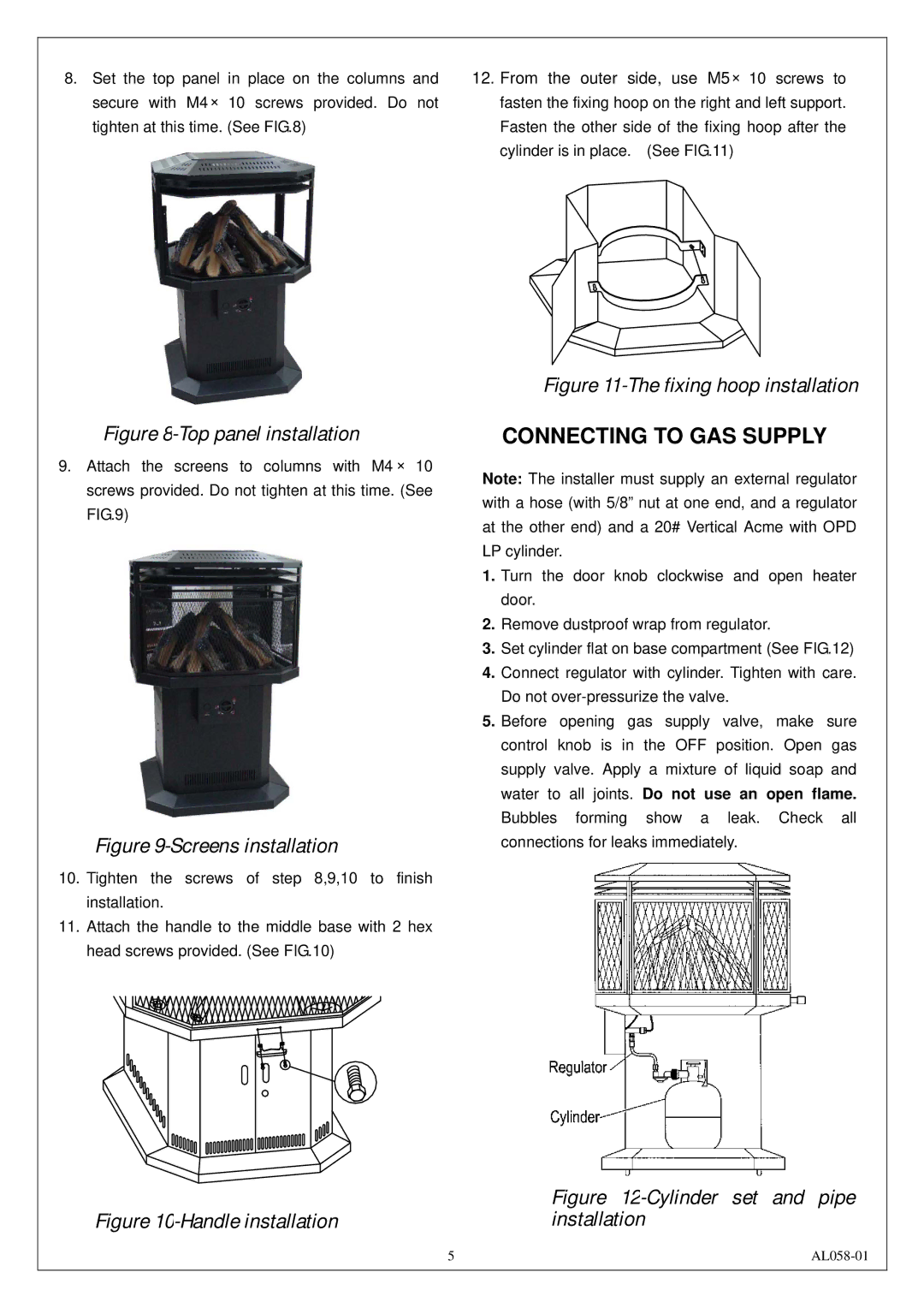 Procom AL500HYLA installation manual Connecting to GAS Supply, Installation 