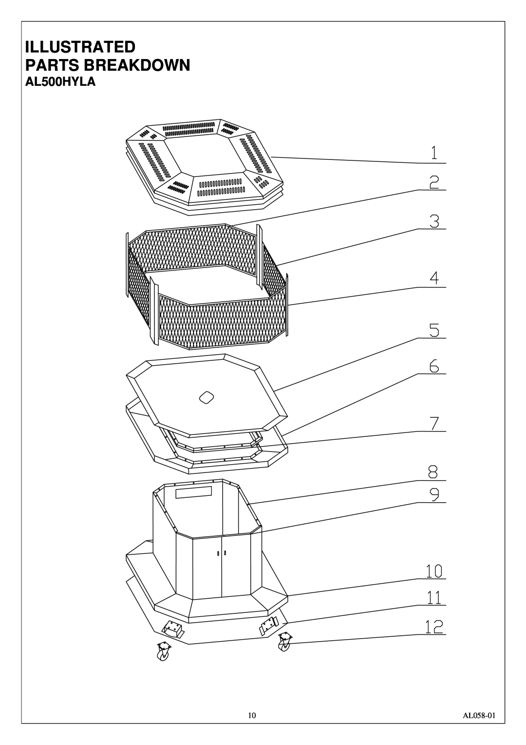 Procom AL500HYLA installation manual Illustrated, Parts Breakdown, AL058-01 