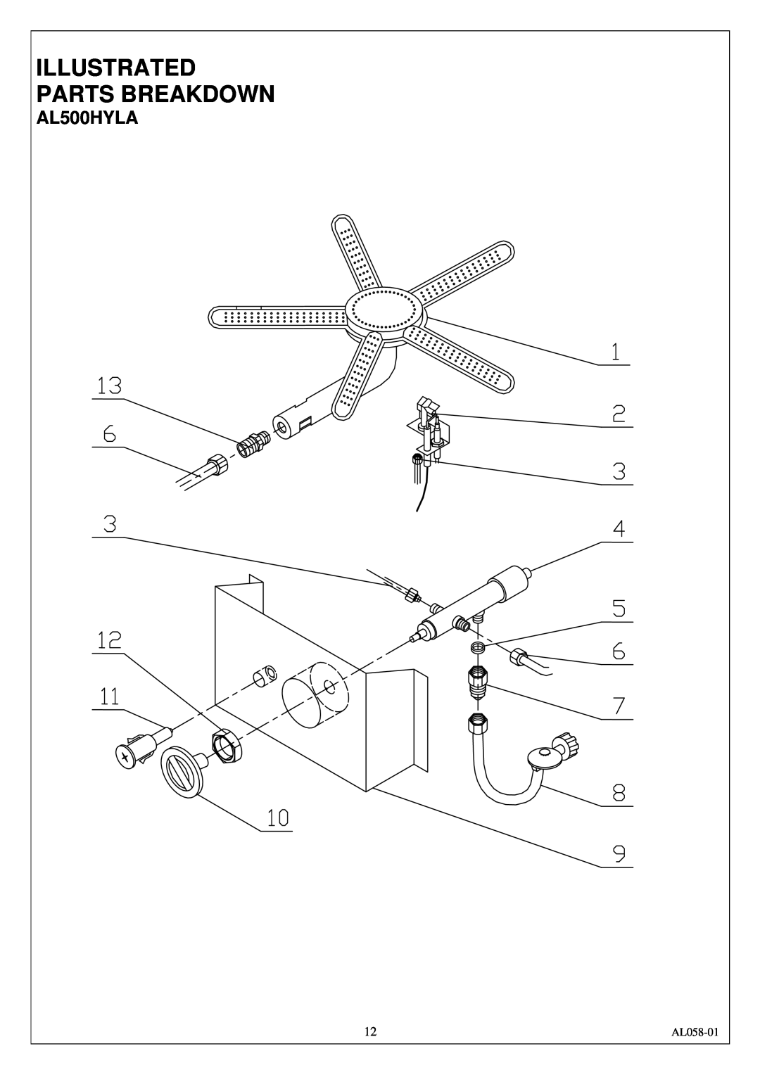 Procom AL500HYLA installation manual Illustrated, Parts Breakdown, AL058-01 