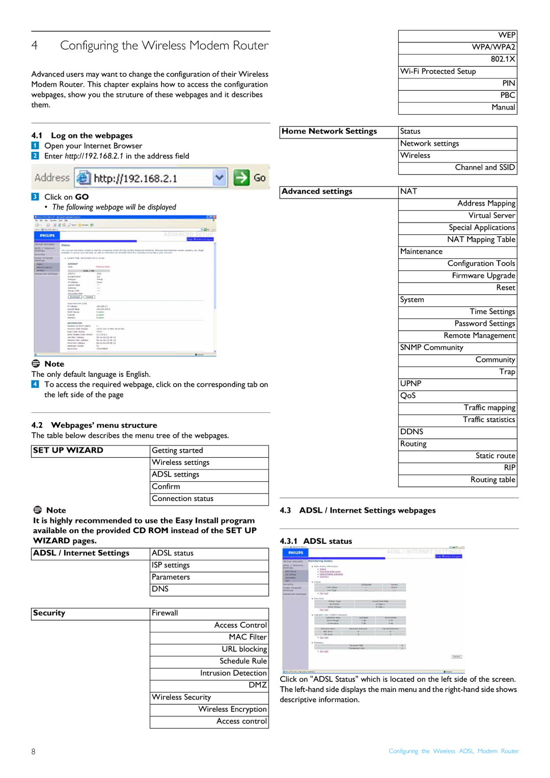 Procom CGA7740N manual Configuring the Wireless Modem Router 