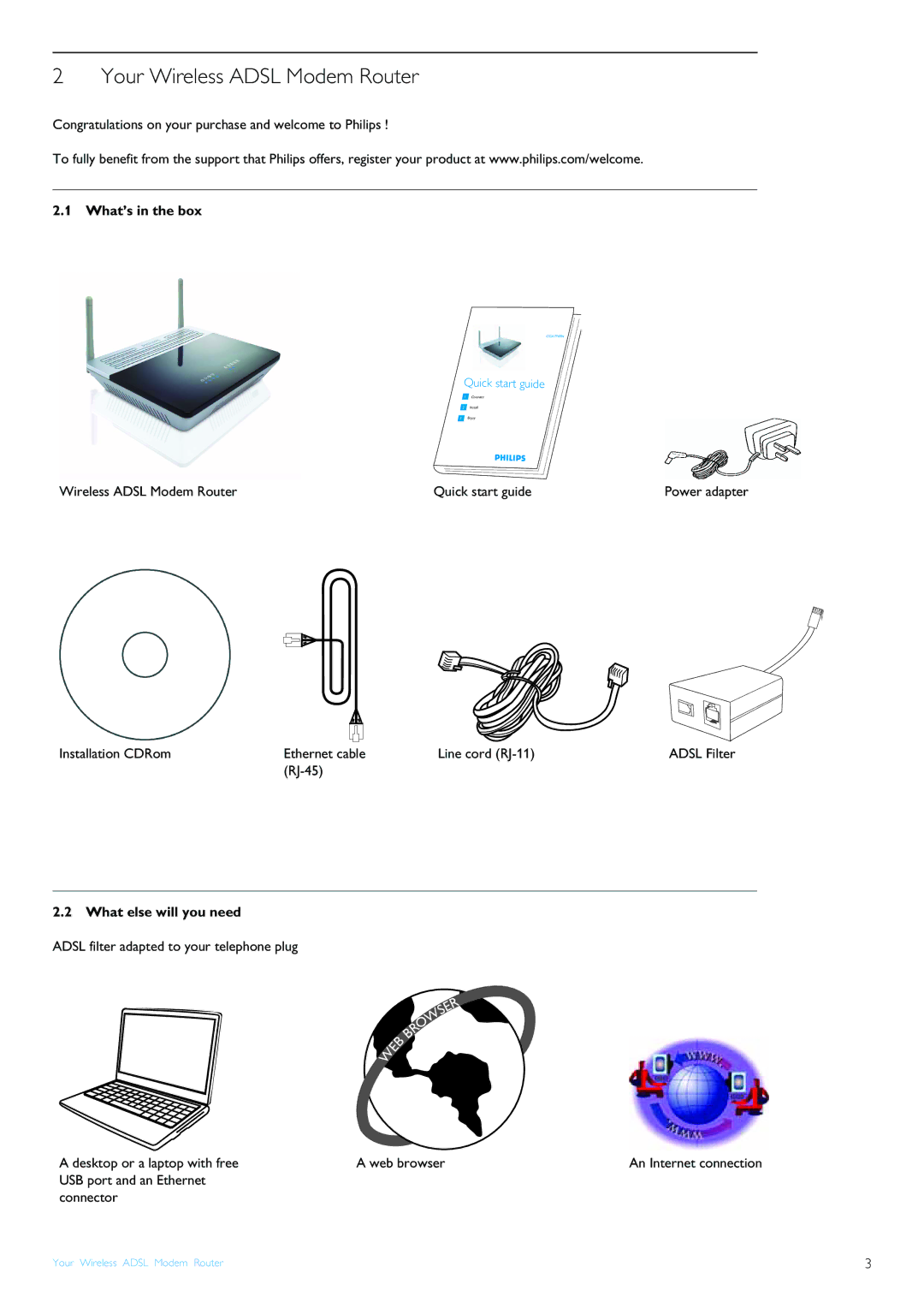 Procom CGA7740N manual Your Wireless Adsl Modem Router, What’s in the box, What else will you need 