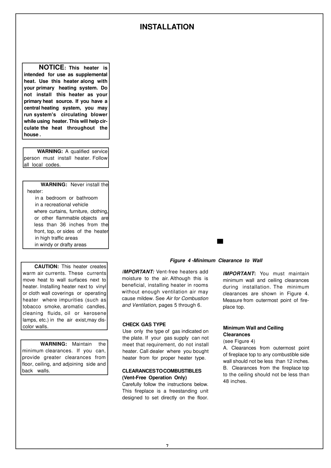 Procom EN250RYLB-O, EL250RYLB-O installation manual Installation, Check GAS Type 