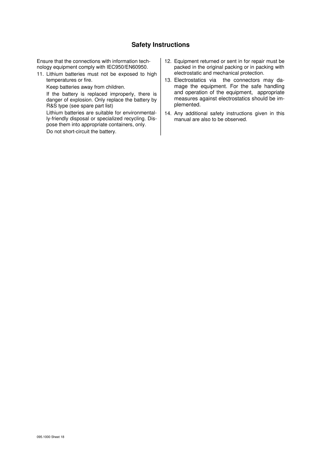 Procom EVS200 user manual Safety Instructions 