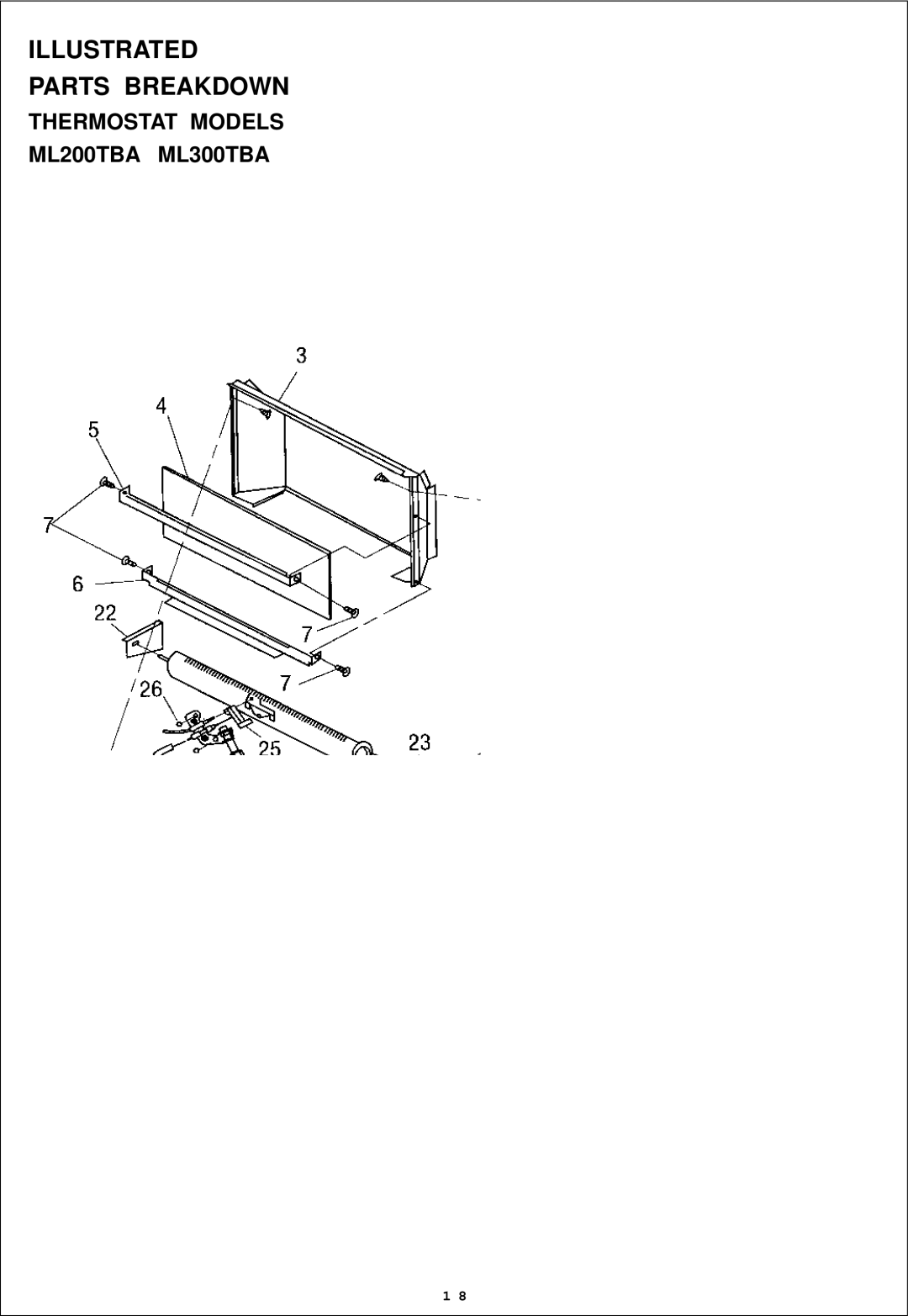 Procom ML300HBA, ML200HBA installation manual Illustrated Parts Breakdown, Thermostat Models ML200TBA ML300TBA 