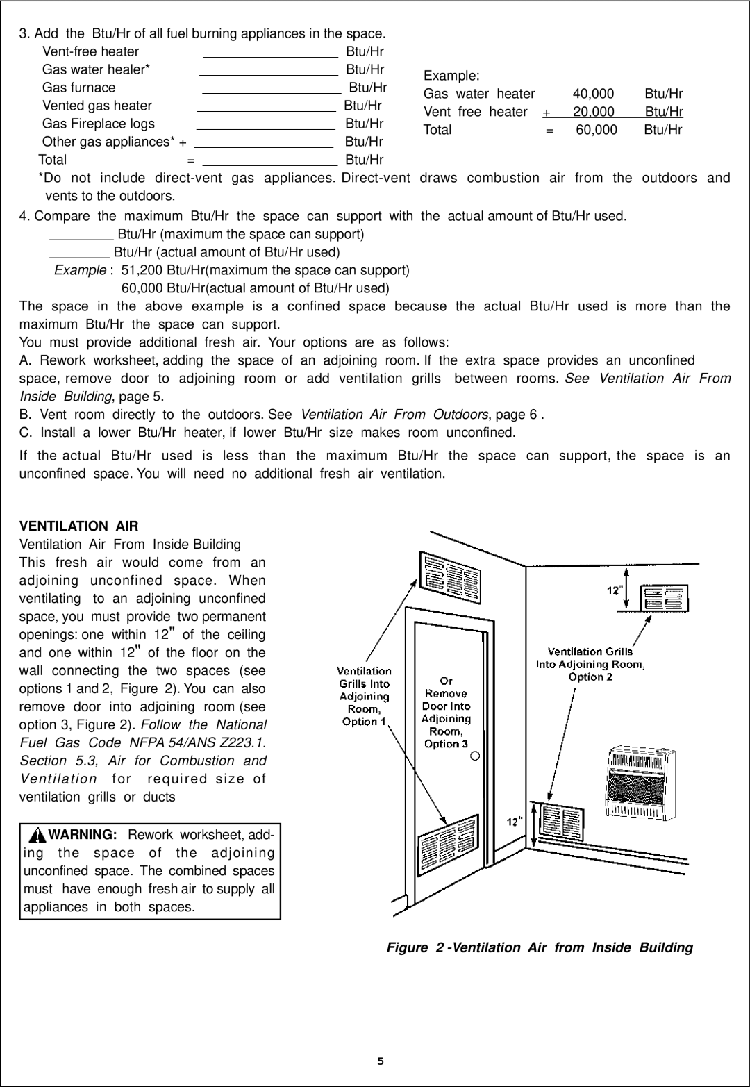 Procom ML300TGA, ML300HGA installation manual Ventilation Air From Outdoors, Ventilation AIR 