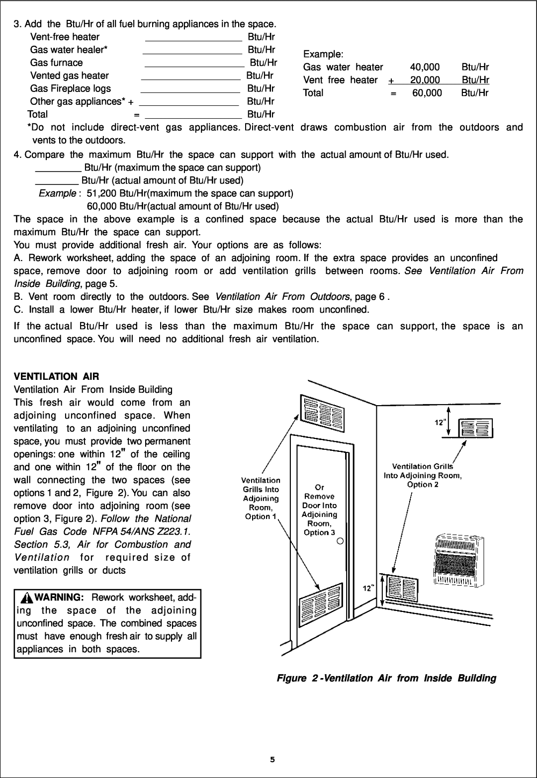 Procom ML300TGA between rooms. See Ventilation Air From, Inside Building, page, Ventilation Air From Outdoors, page 