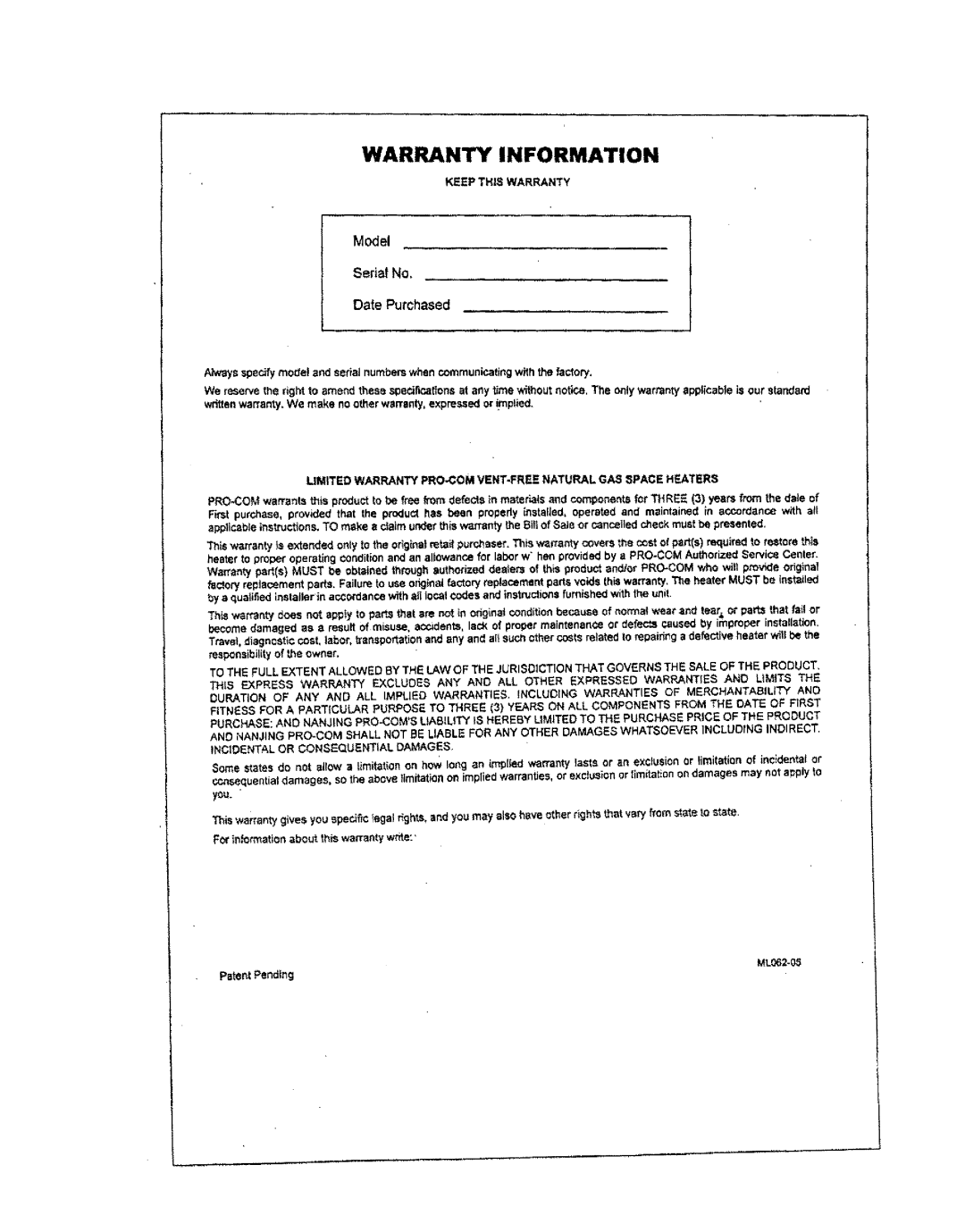 Procom MN100HBA, MN060HBA, MN100TBA manual 