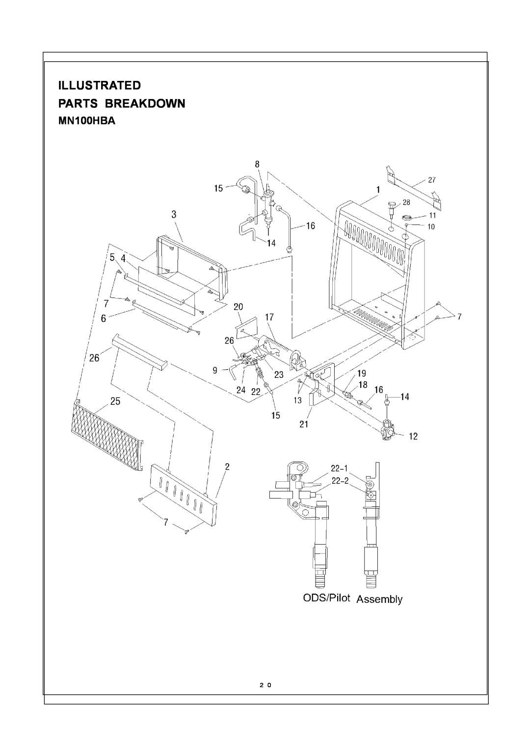 Procom MN100TBA, MN060HBA installation manual MN100HBA, Illustrated Parts Breakdown 
