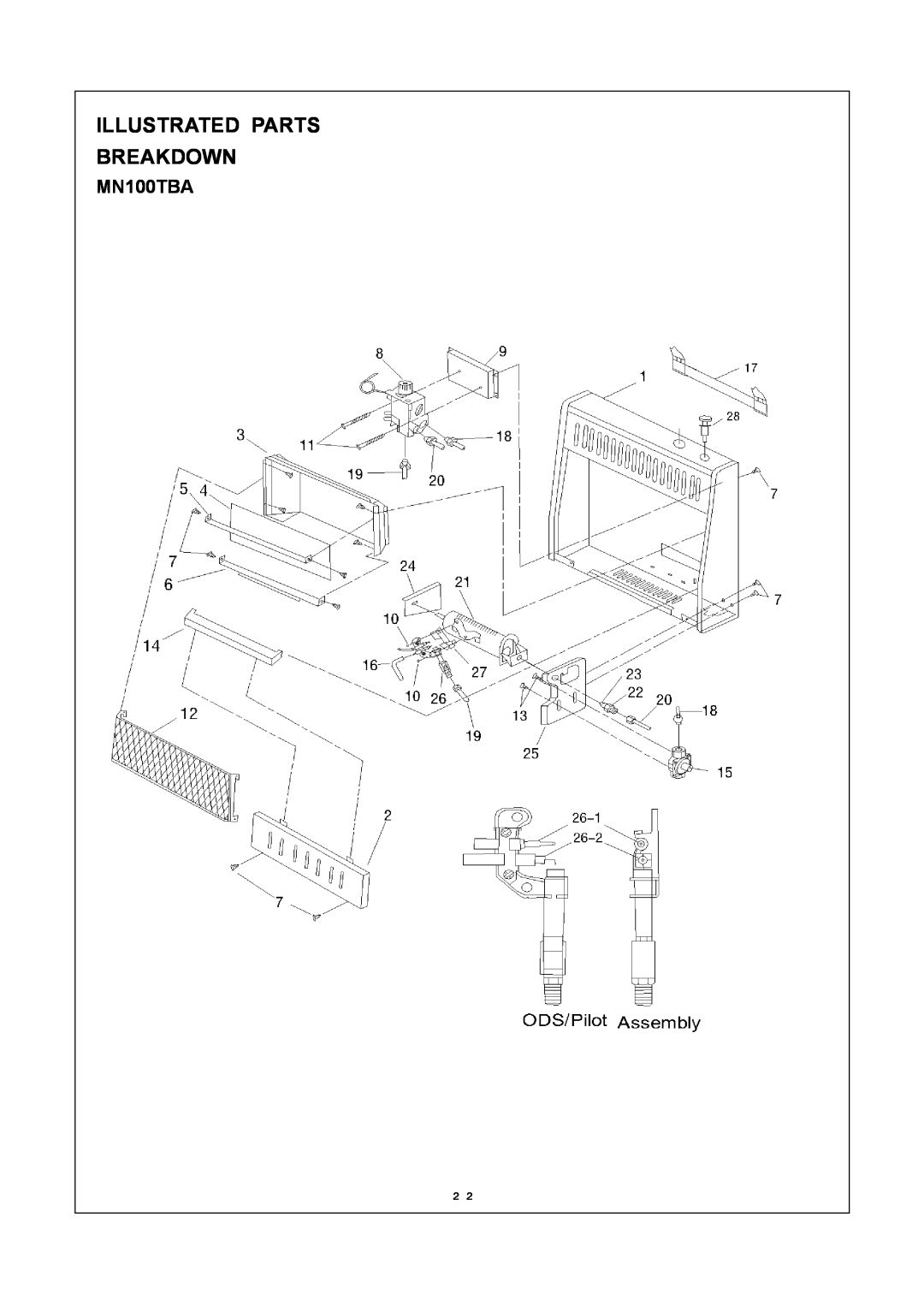 Procom MN060HBA, MN100HBA installation manual MN100TBA, Illustrated Parts Breakdown 