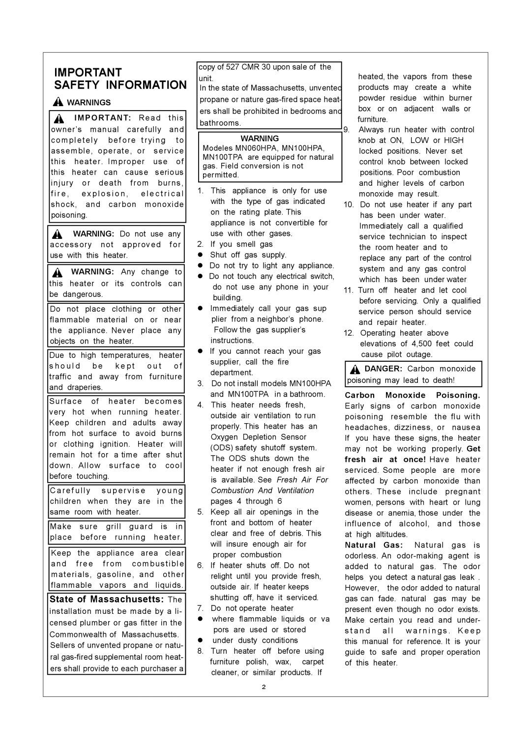 Procom MN060HPA, MN100TPA, MN100HPA installation manual Safety Information 