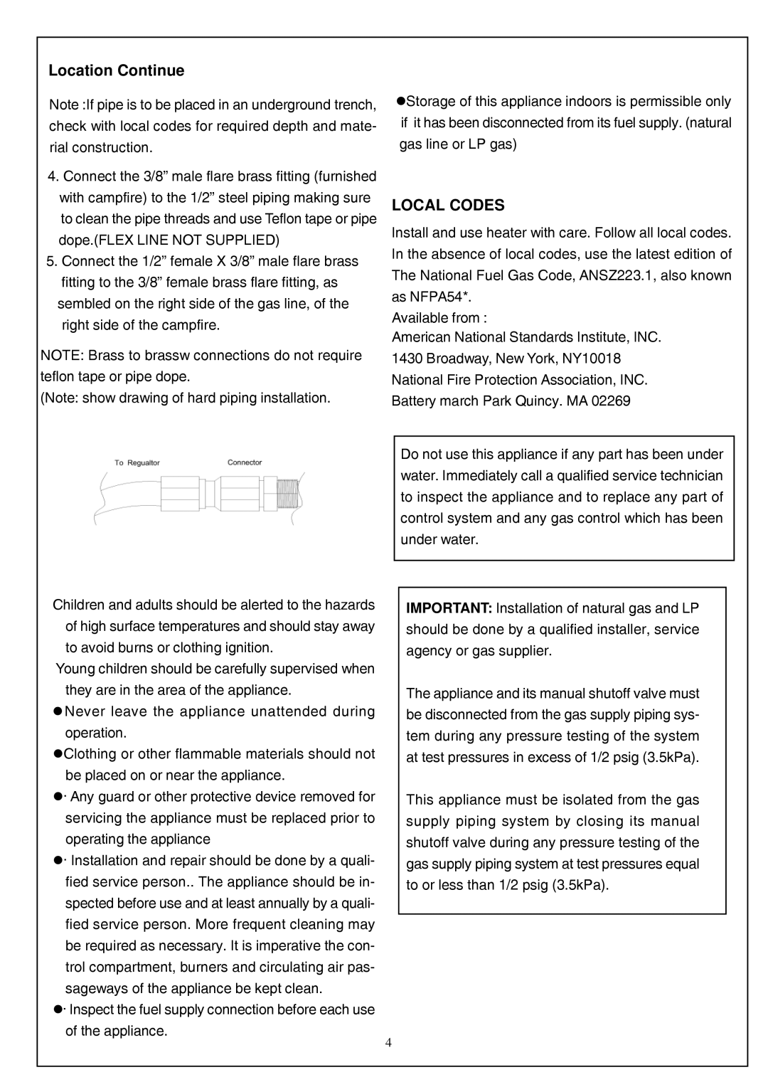 Procom PN750HYLB, PN750HYLA, PL600HYLB, PL600HYLA installation manual Location Continue, Local Codes 