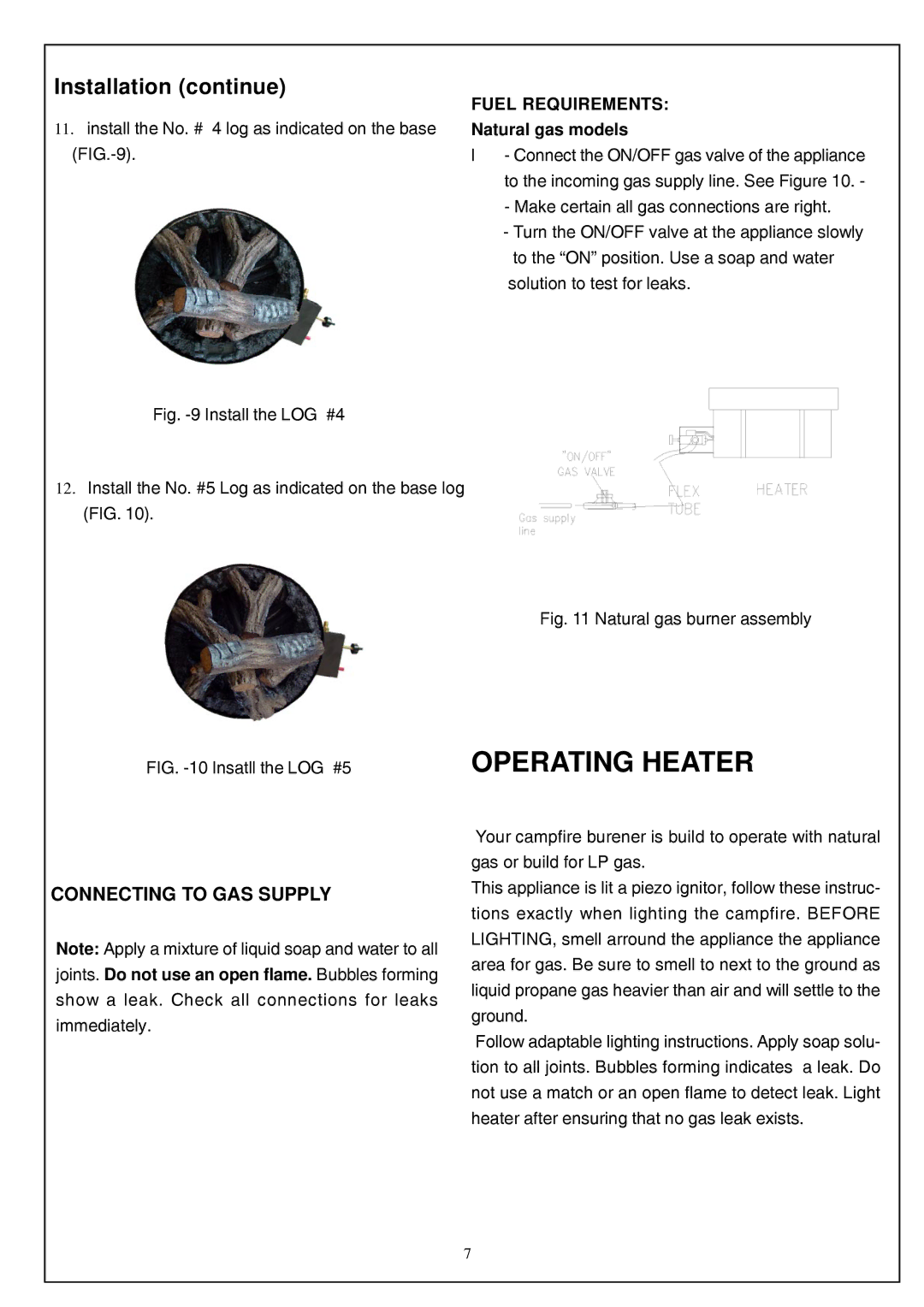 Procom PL600HYLA, PN750HYLB, PN750HYLA, PL600HYLB Operating Heater, Connecting to GAS Supply, Fuel Requirements 