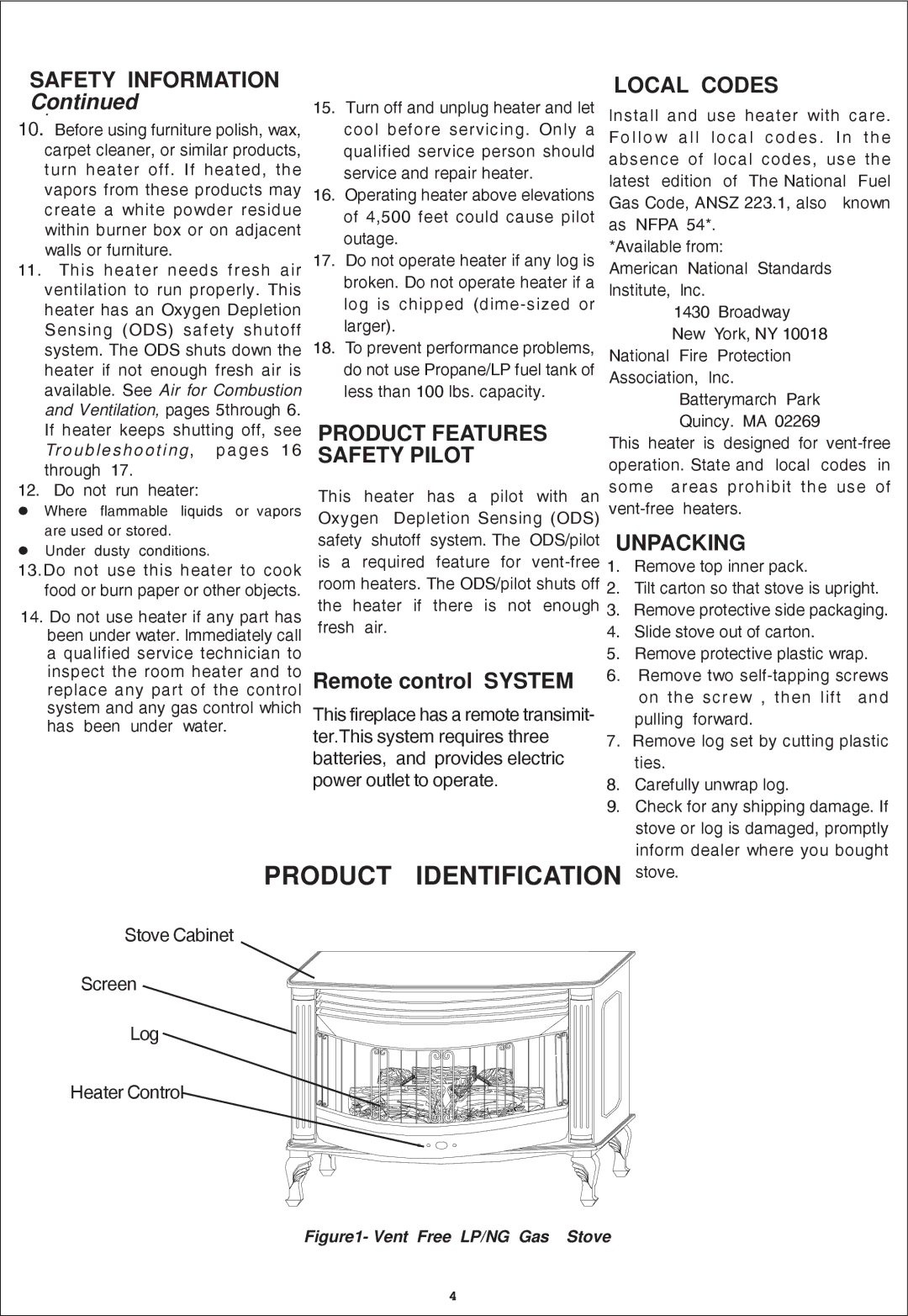 Procom QN300RYLA-W, QL300RYLA-W Safety Information Local Codes, Product Features, Safety Pilot, Unpacking 