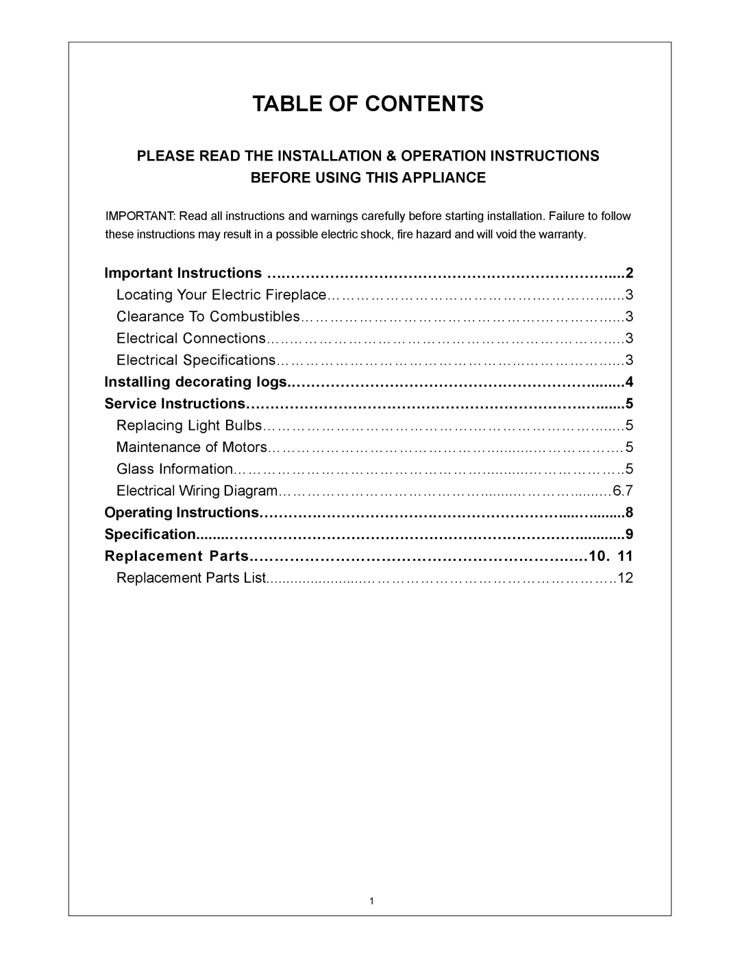 Procom SFE23RE, SFE33RE installation instructions Table of Contents 