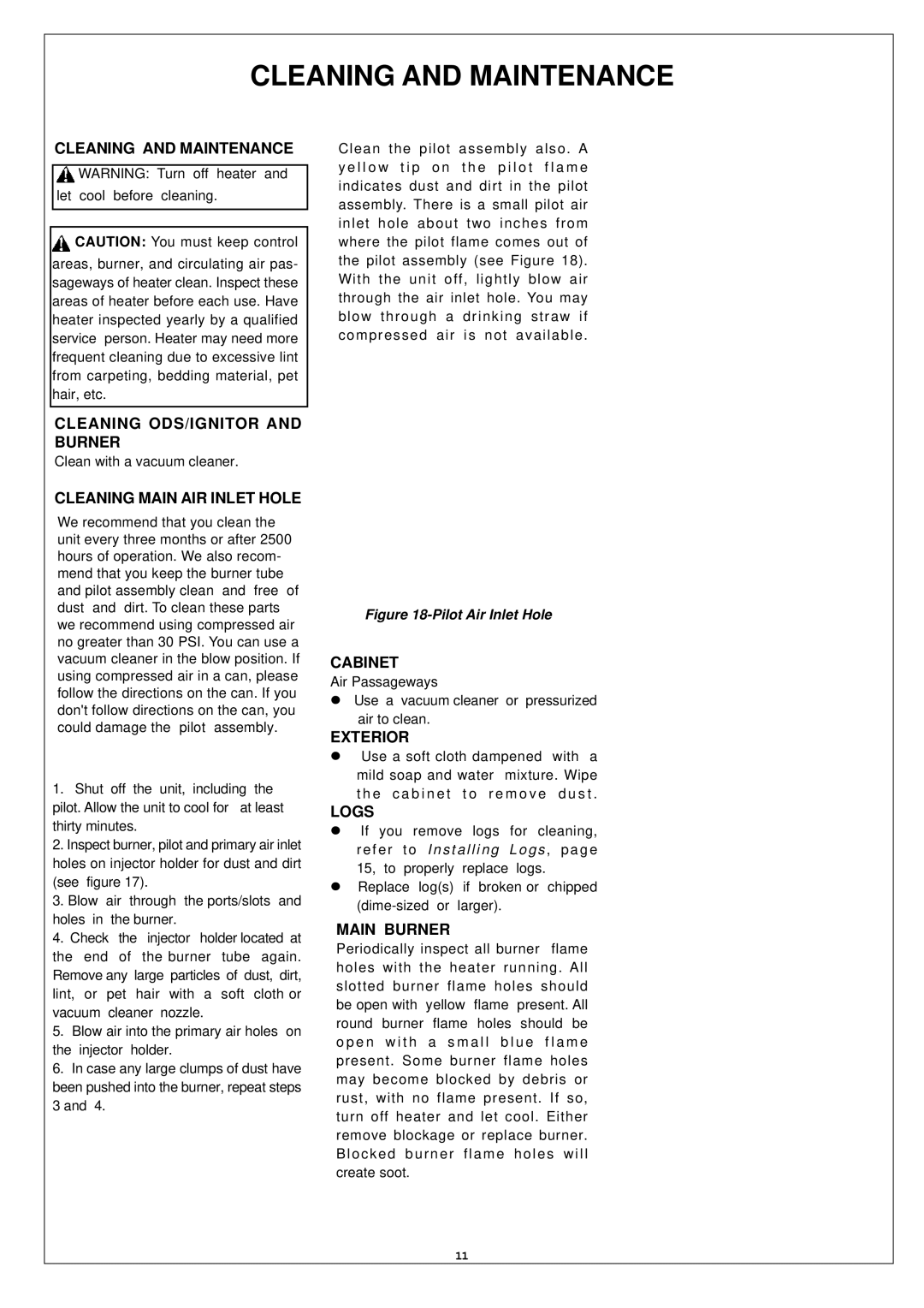 Procom SN250TYLA-D, SL250TYLA-D installation manual Cleaning and Maintenance 