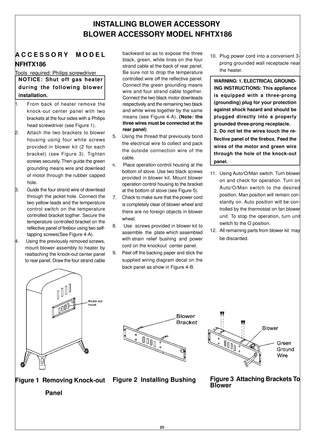 Procom SL250TYLA-D Installing Blower Accessory Blower Accessory Model NFHTX186, C E S S O R Y M O D E L NFHTX186 