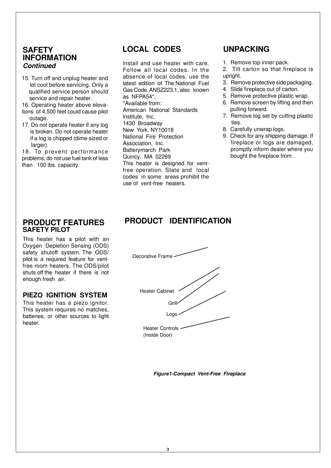 Procom SN250TYLA-D, SL250TYLA-D Safety Information, Local Codes, Unpacking, Product Features, Product Identification 