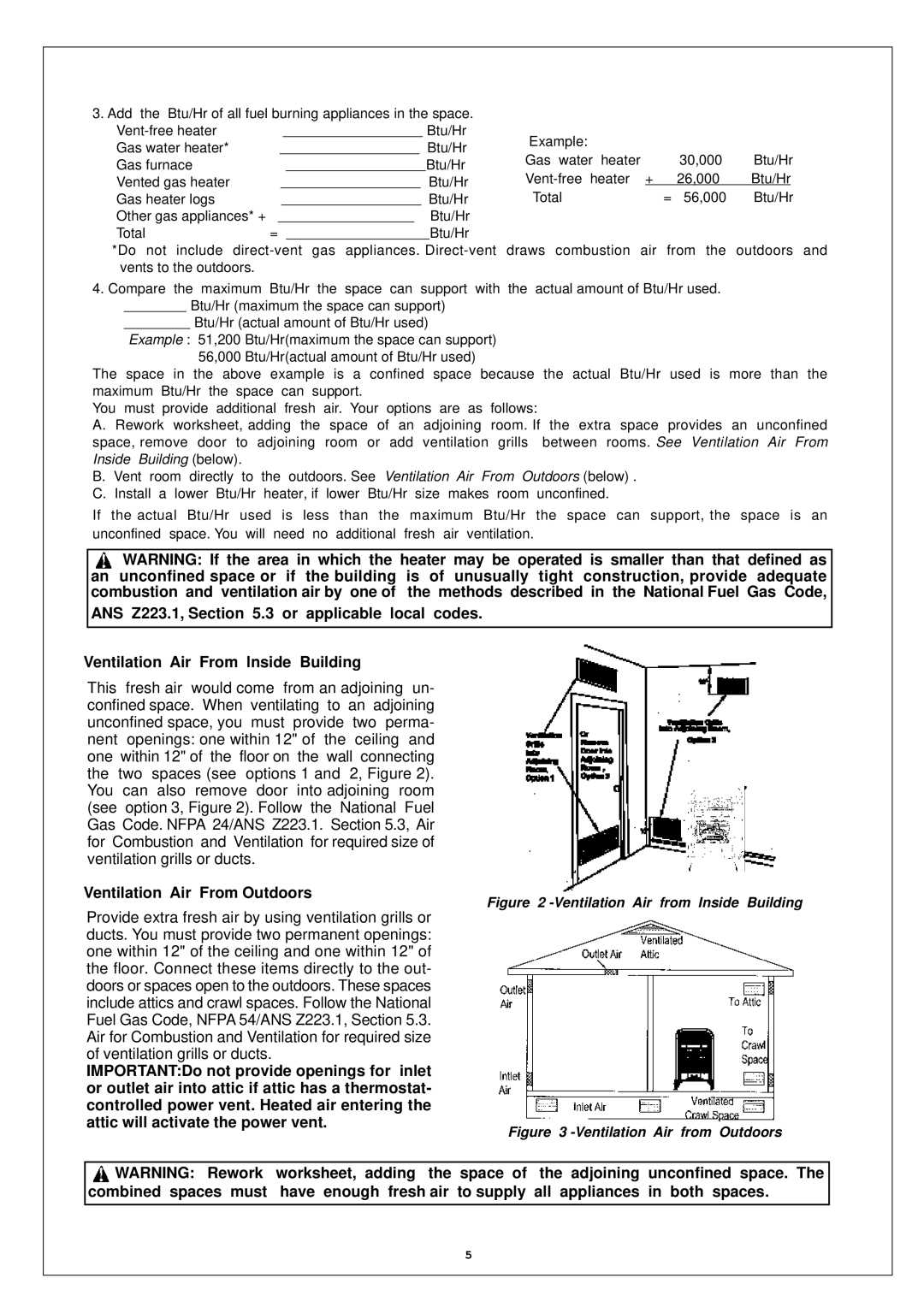 Procom SN250TYLA-D, SL250TYLA-D installation manual Ventilation Air From Outdoors 