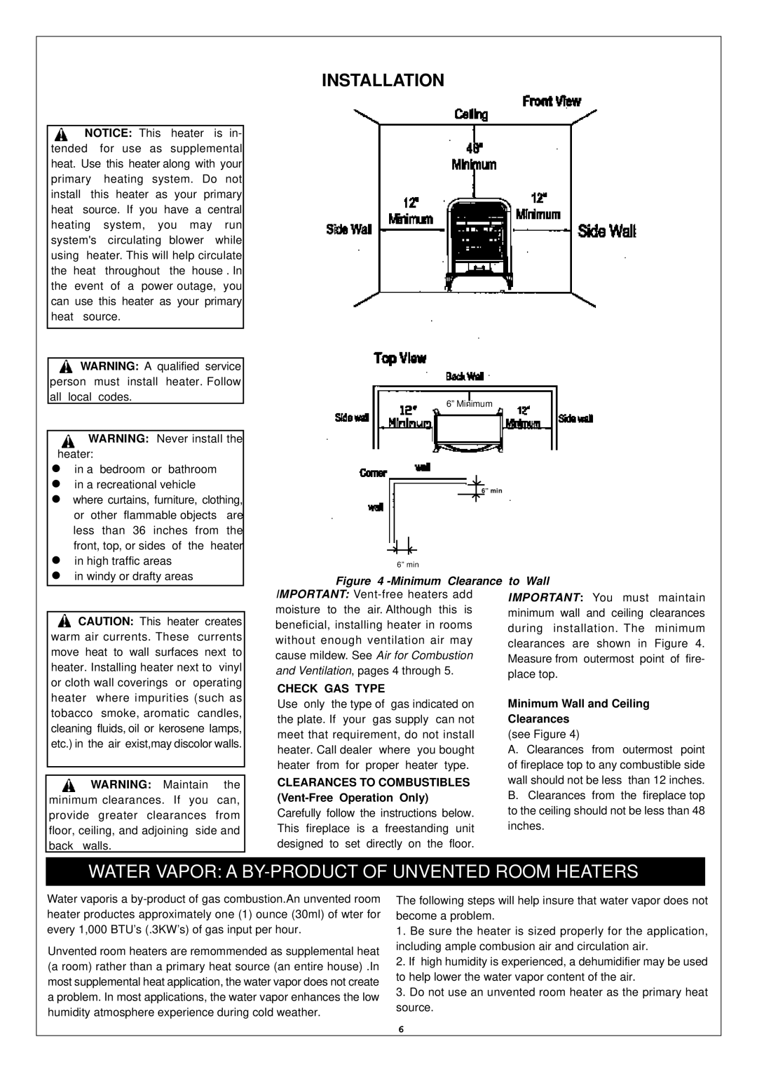 Procom SL250TYLA-D, SN250TYLA-D installation manual Installation, Check GAS Type 