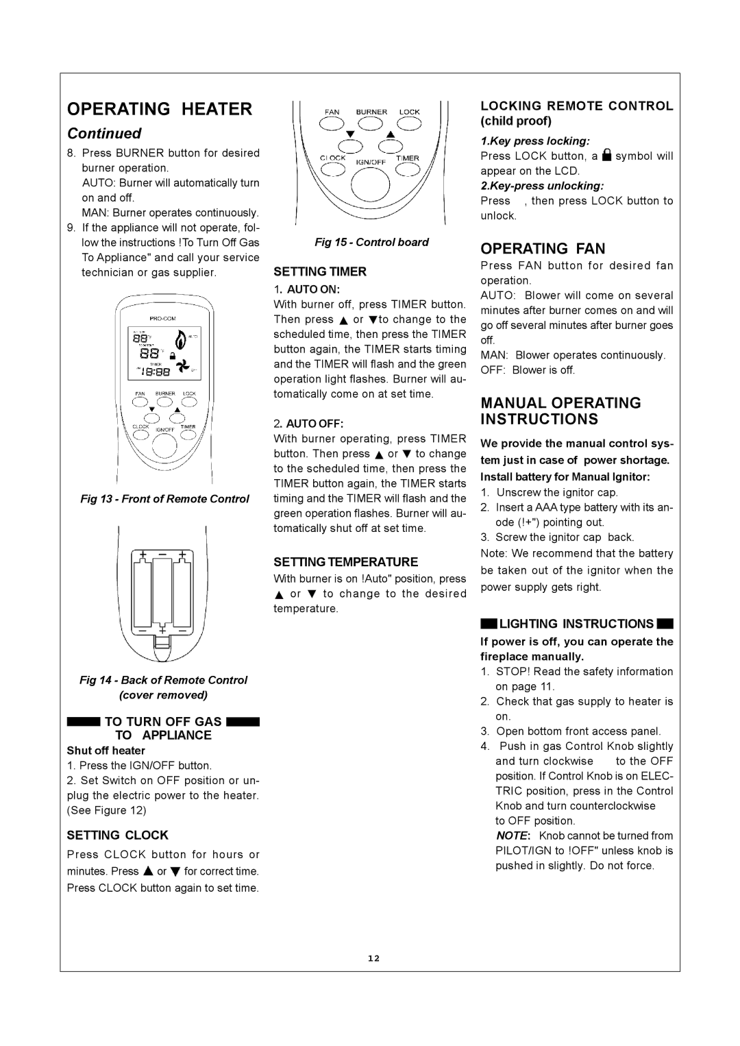 Procom SSU320RHL-GB, SSU320RHN-GB, SSU320RHN-S, SSU320RHL-S, SSU320RHN-B Operating FAN, Manual Operating Instructions 