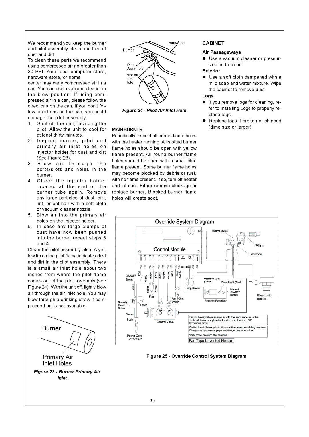 Procom SSU320RHL-B, SSU320RHN-GB, SSU320RHN-S, SSU320RHL-S, SSU320RHL-GB Cabinet, Mainburner, Air Passageways, Exterior, Logs 