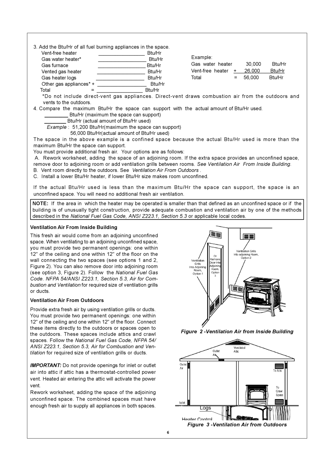 Procom SSU320RHL-B, SSU320RHN-GB, SSU320RHN-S Ventilation Air From lnside Building, Ventilation Air From Outdoors 