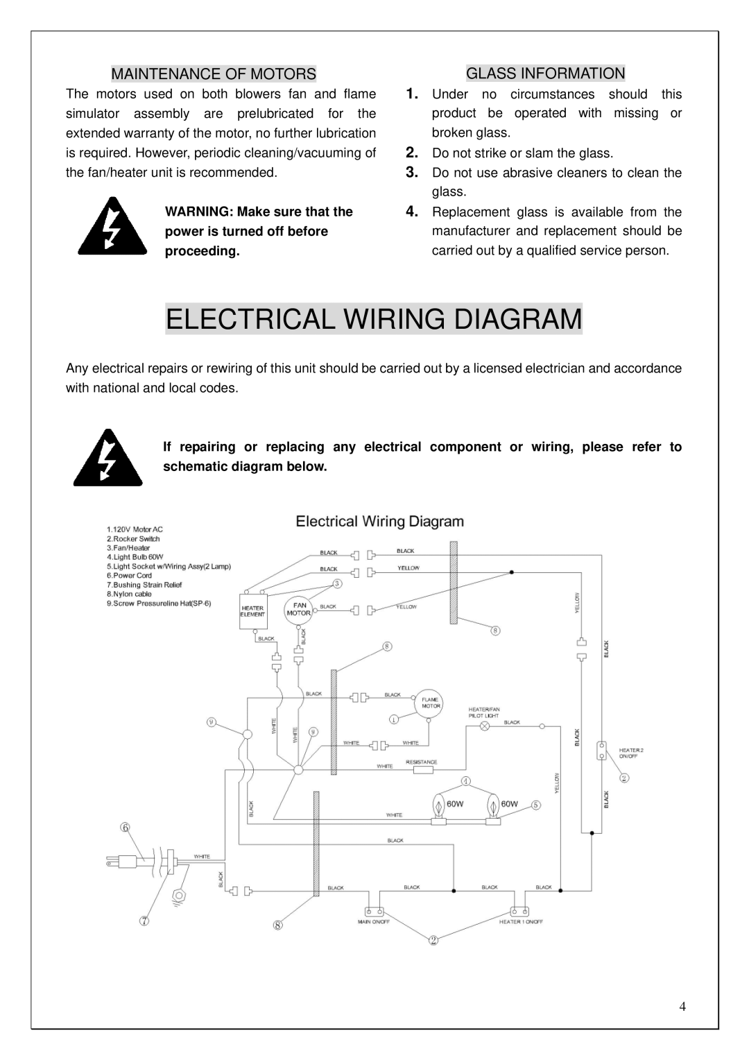 Procom V50HYLD, V50HYLC installation instructions Electrical Wiring Diagram 