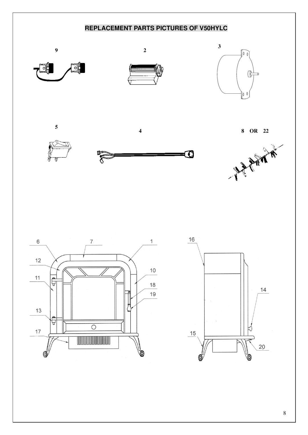 Procom V50HYLD installation instructions Replacement Parts Pictures of V50HYLC 