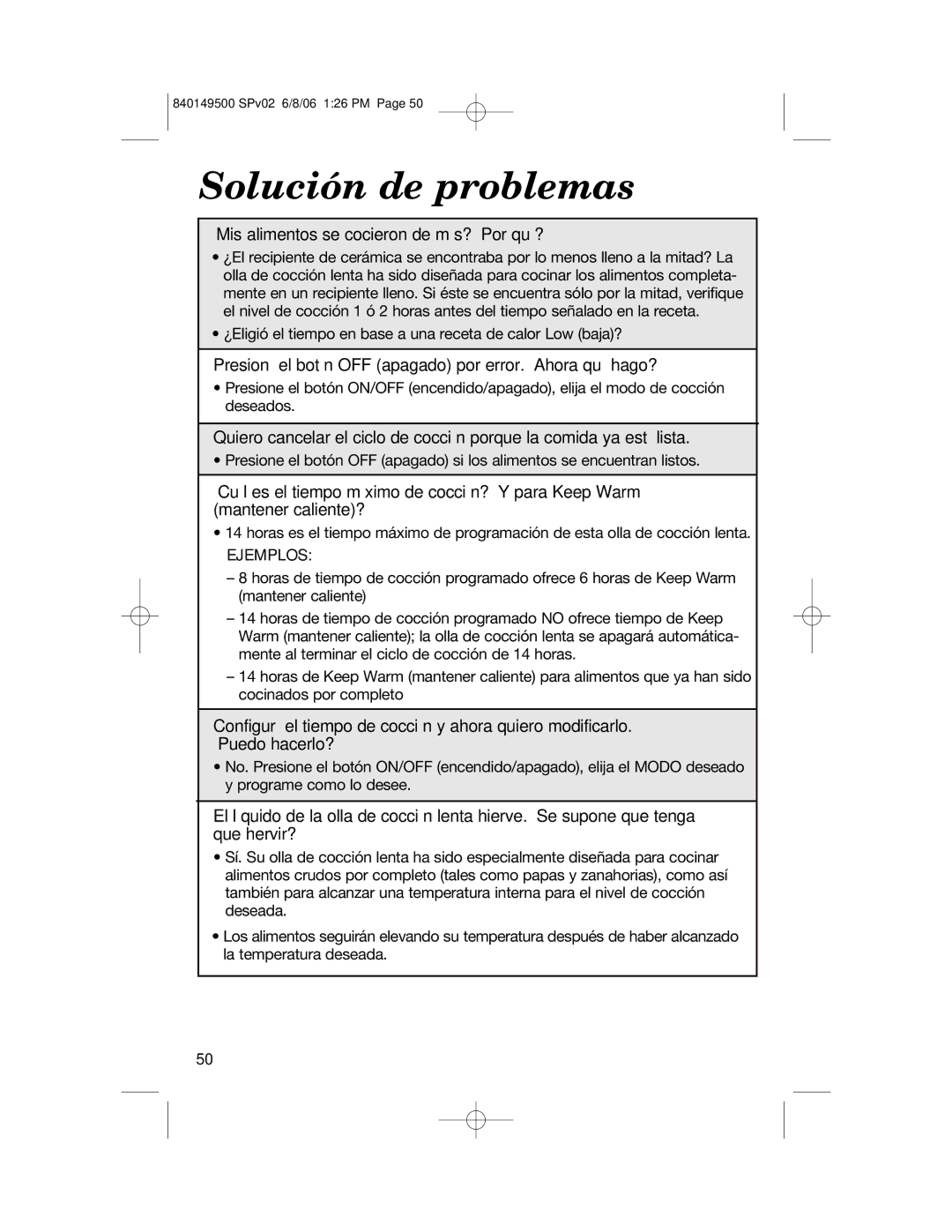 Proctor-Silex 840149500 manual Presioné el botón OFF apagado por error. ¿Ahora qué hago? 