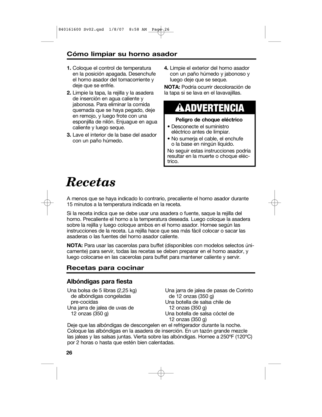 Proctor-Silex 840161600 manual Cómo limpiar su horno asador 