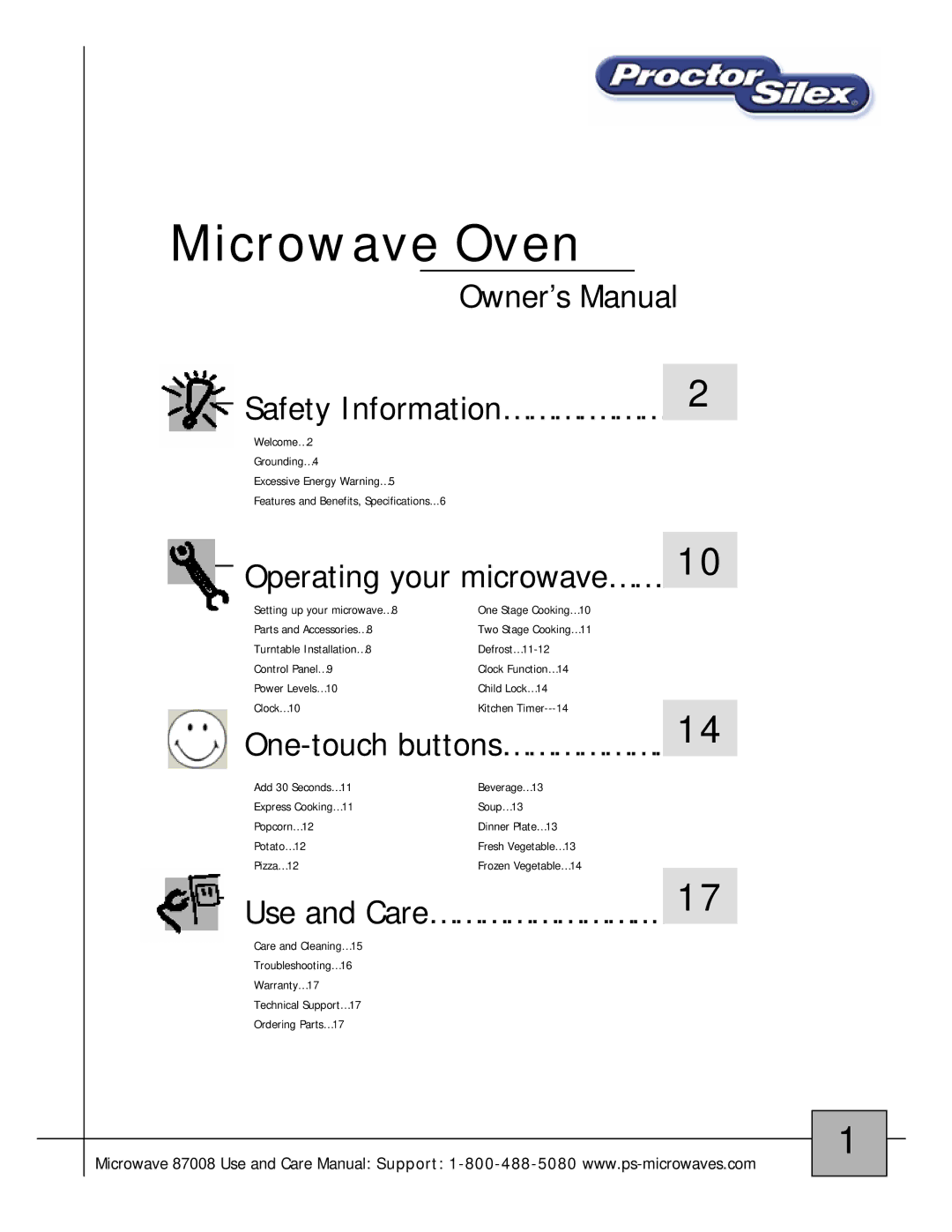 Proctor-Silex 87008 owner manual Microwave Oven 