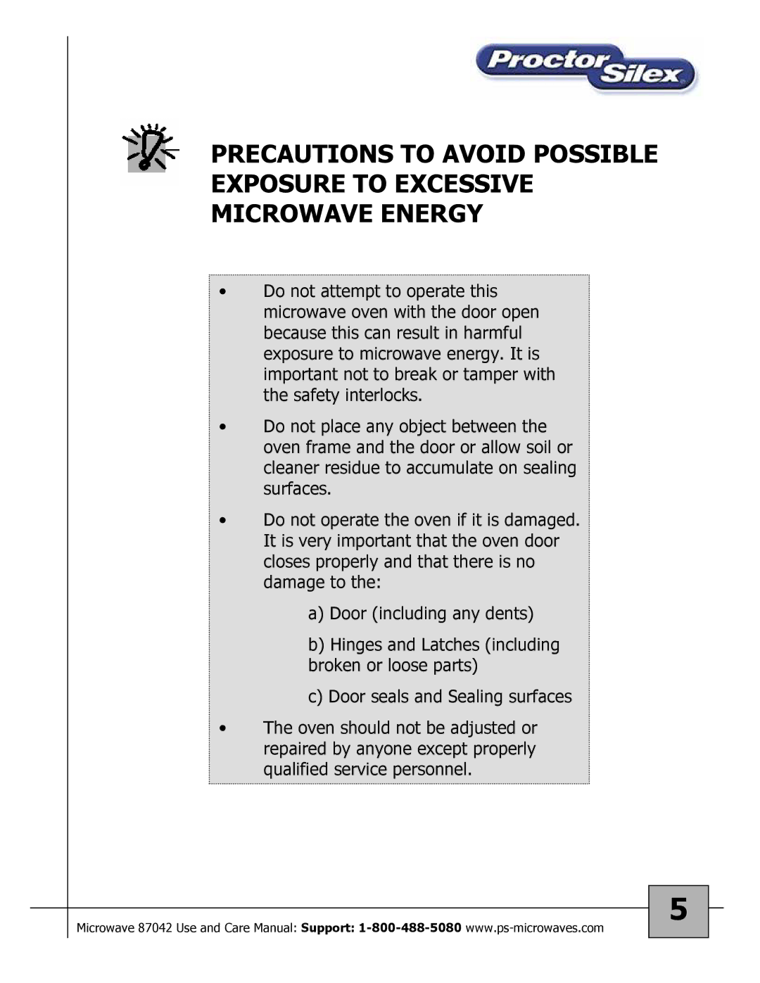 Proctor-Silex 87027 owner manual 