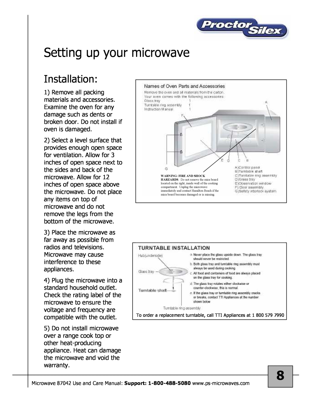 Proctor-Silex 87027 owner manual Setting up your microwave, Installation 