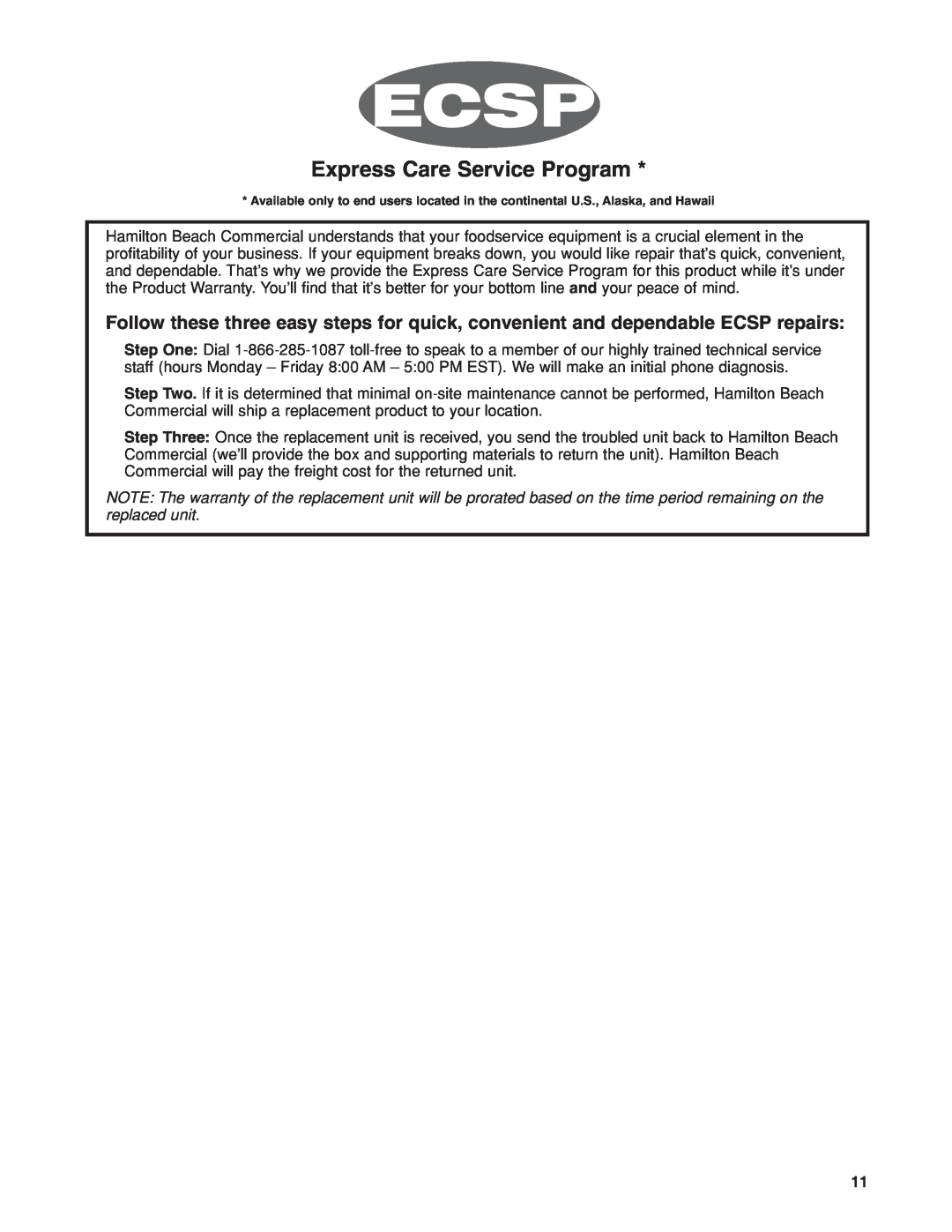 Proctor-Silex HBH450 manuel dutilisation Express Care Service Program 