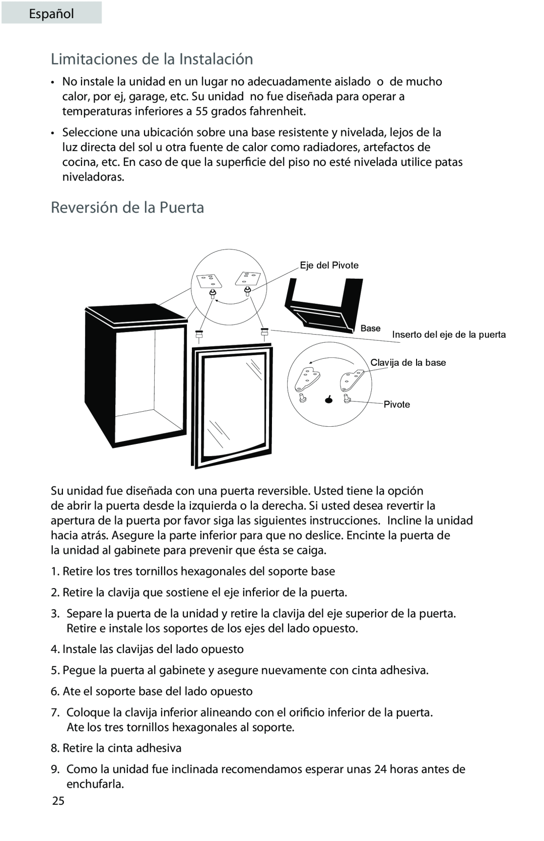 Professional Series PS72001 user manual Limitaciones de la Instalación, Reversión de la Puerta, Español 