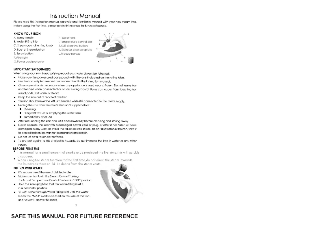 Professional Series PS74131 user manual Safe this Manual for Future Reference 