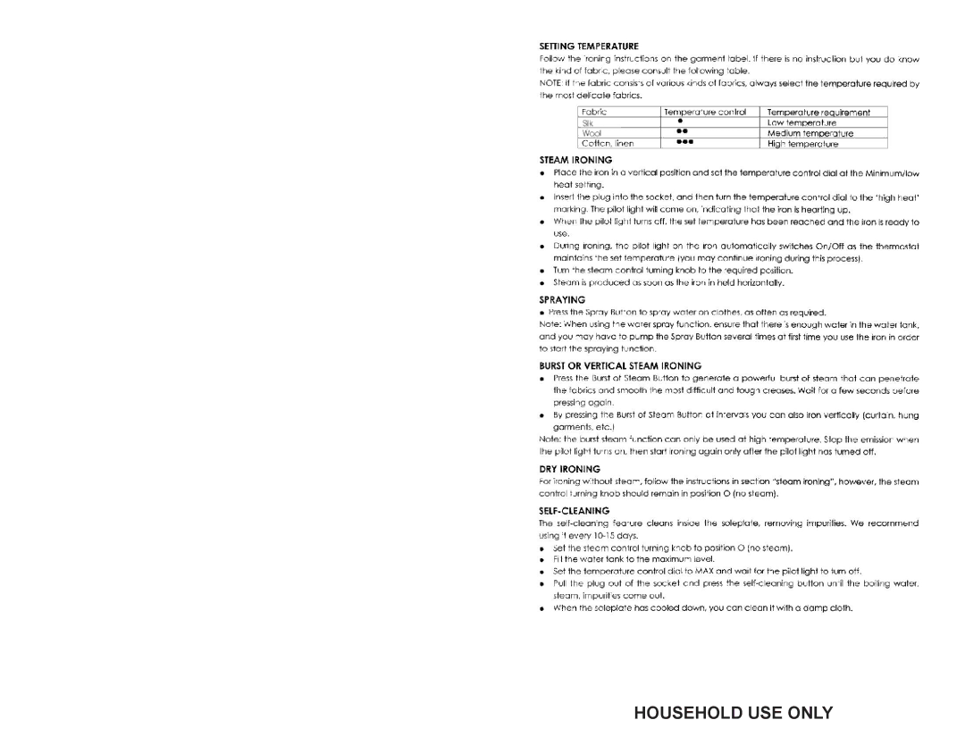 Professional Series PS74131 user manual Household USE only 