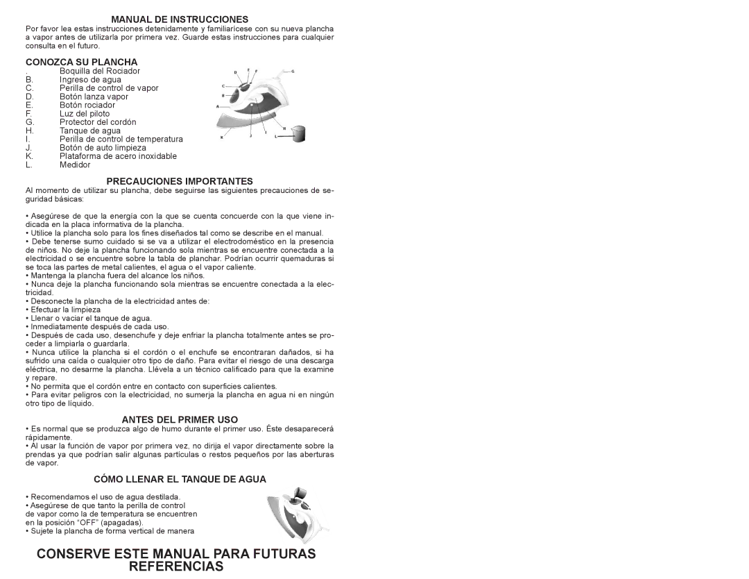 Professional Series PS74131 user manual Conserve Este Manual Para Futuras Referencias 