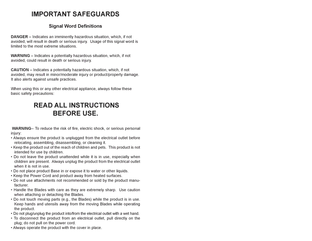 Professional Series PS75851 user manual Important Safeguards 