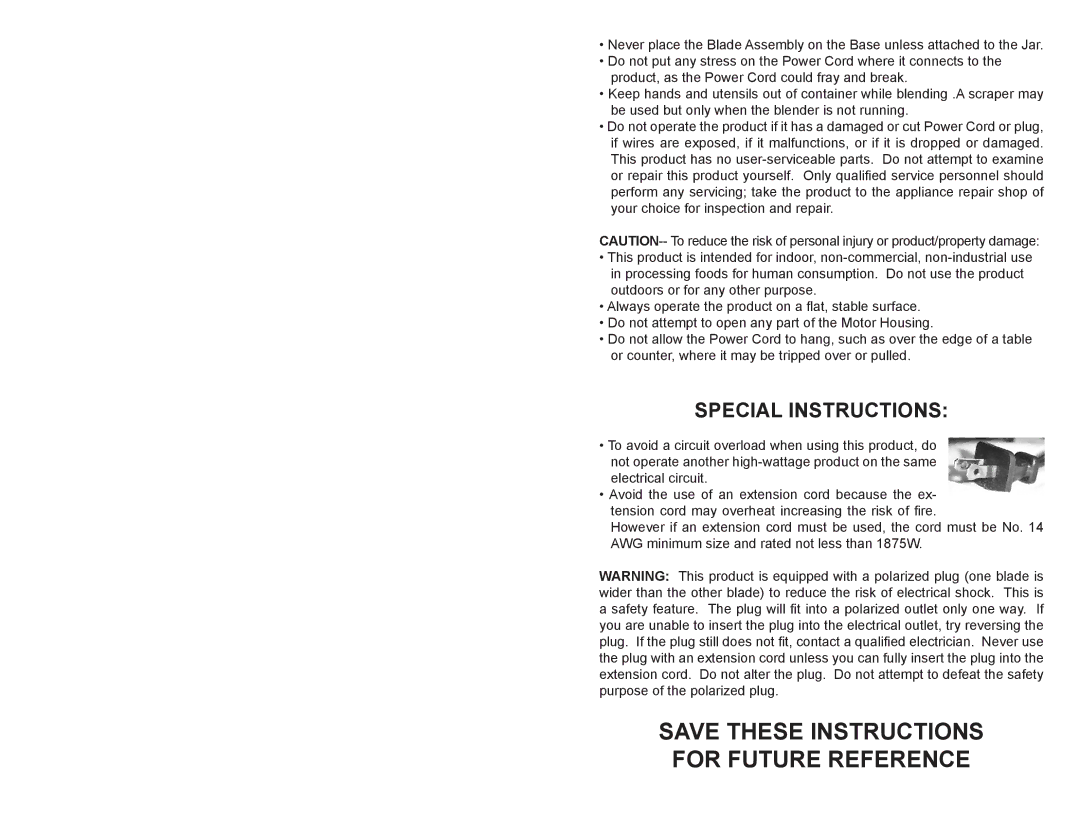 Professional Series PS75851 user manual Save These Instructions for Future Reference 