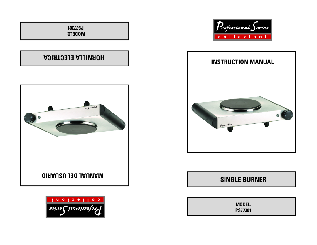 Professional Series instruction manual Electrica Hornilla, Single Burner, Usuario Del Manual, PS77301 MODELO 