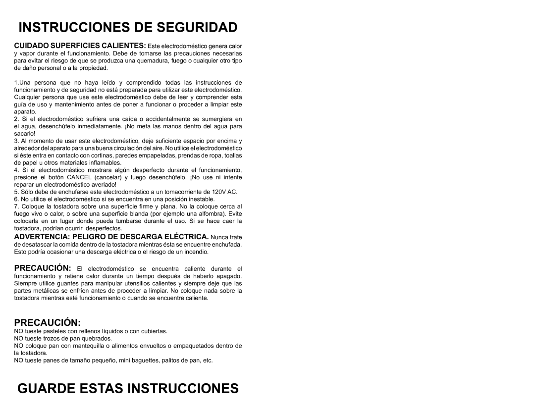 Professional Series PS77401 user manual Instrucciones DE Seguridad, Precaución 