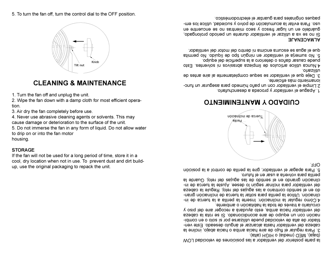 Professional Series PS77611 instruction manual Cleaning & Maintenance, Mantenimiento Y Cuidado 