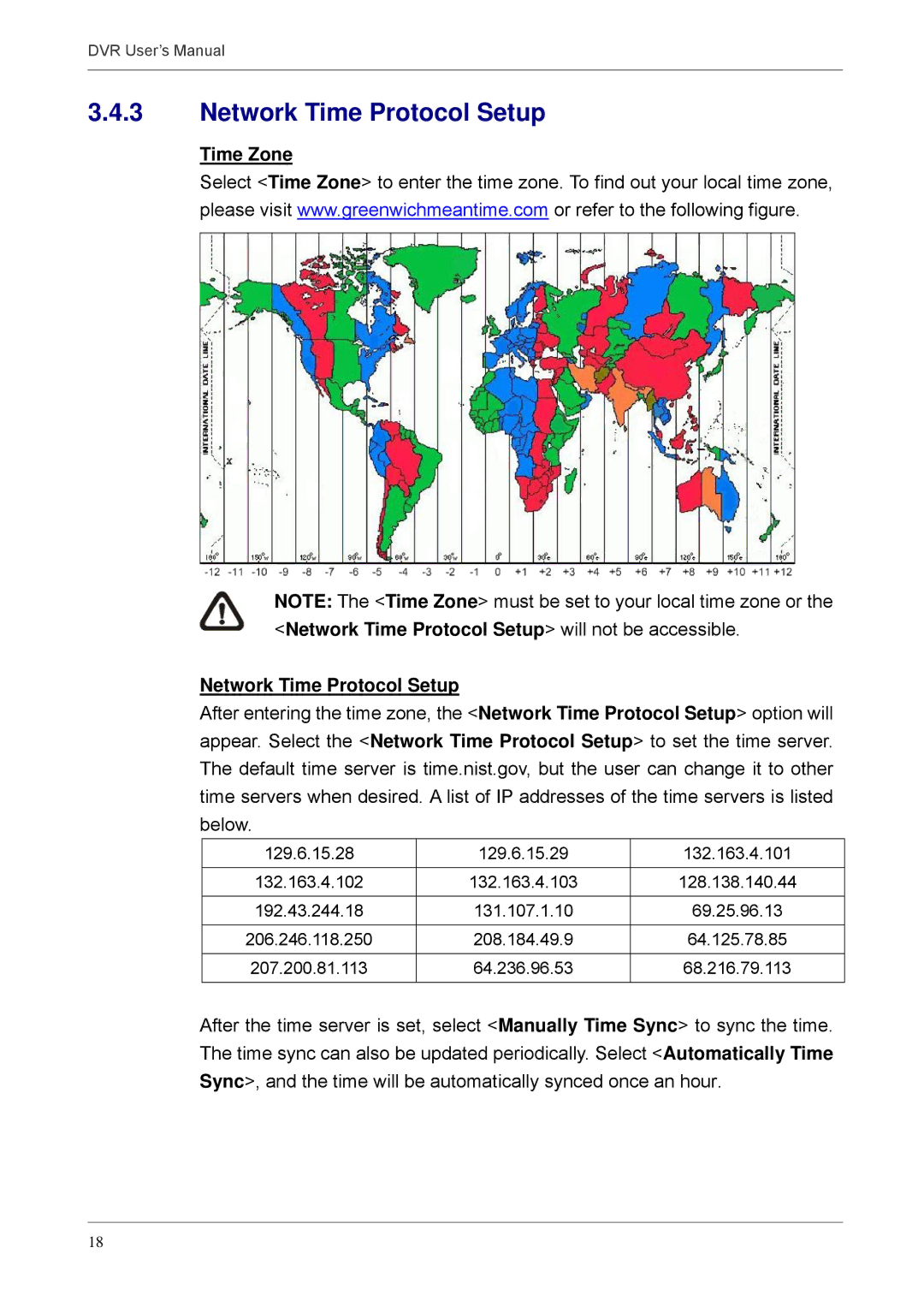 Proficient Audio Systems 00P3DG090DSEB3 user manual Time Zone Network Time Protocol Setup 