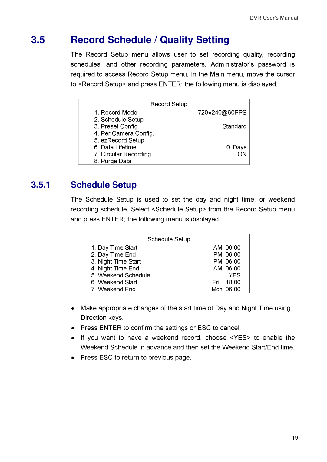 Proficient Audio Systems 00P3DG090DSEB3 user manual Record Schedule / Quality Setting, Schedule Setup 