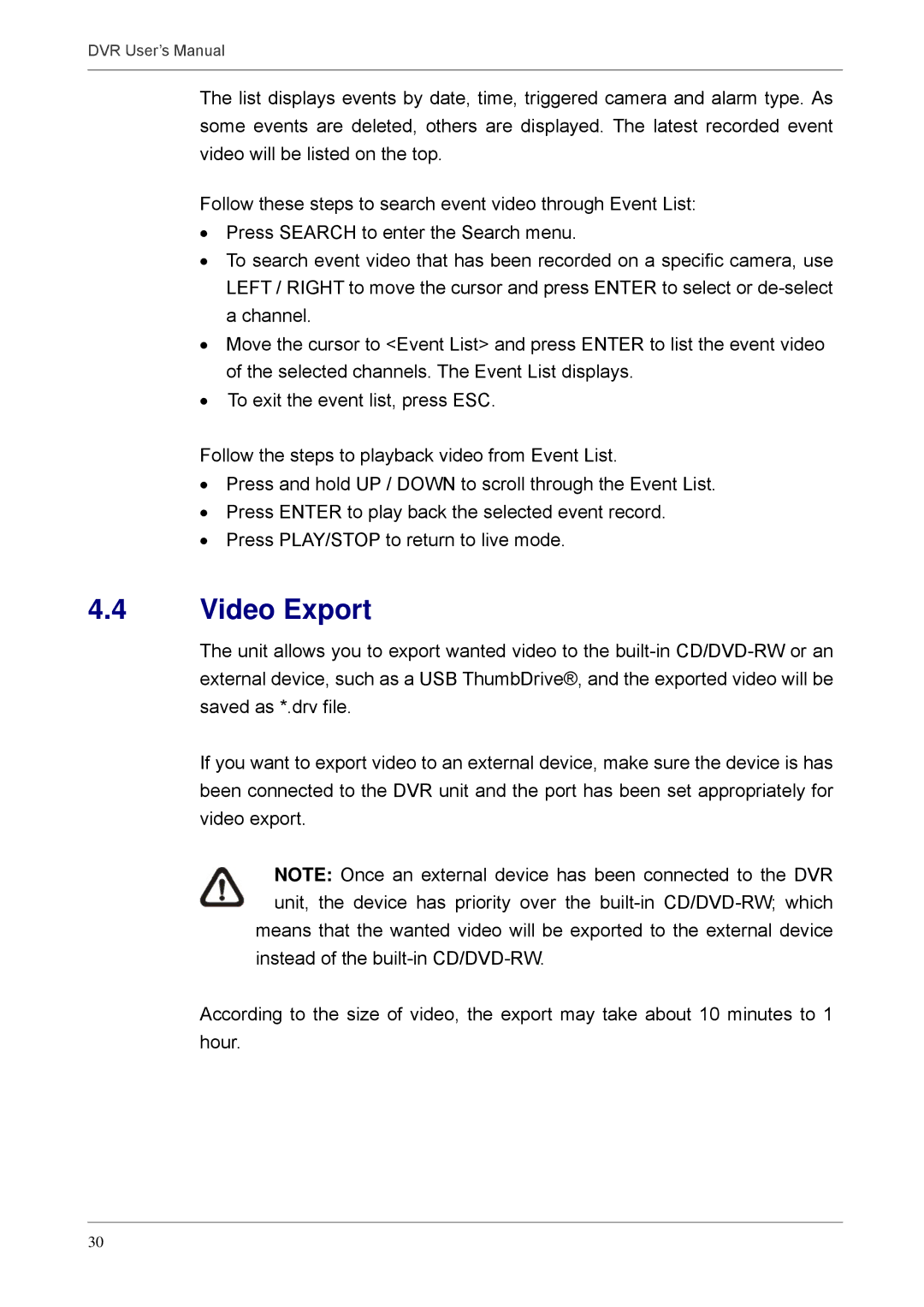 Proficient Audio Systems 00P3DG090DSEB3 user manual Video Export 