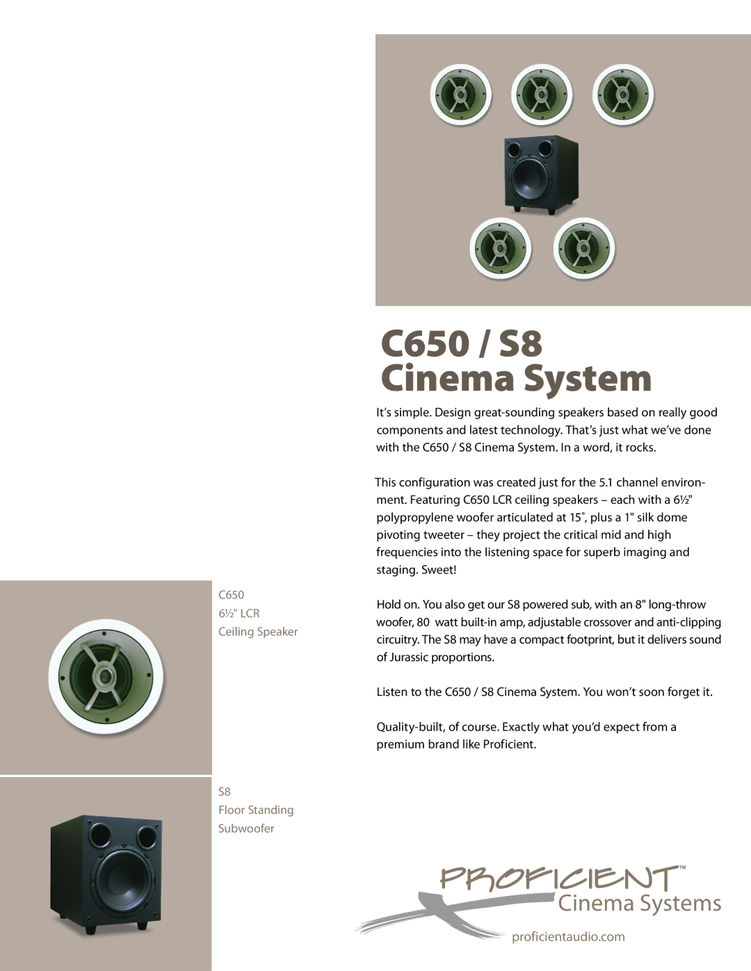 Proficient Audio Systems manual C650 / S8 Cinema System 