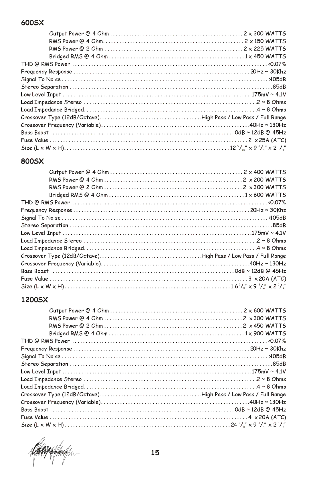 Profile 100SX installation instructions 600SX 