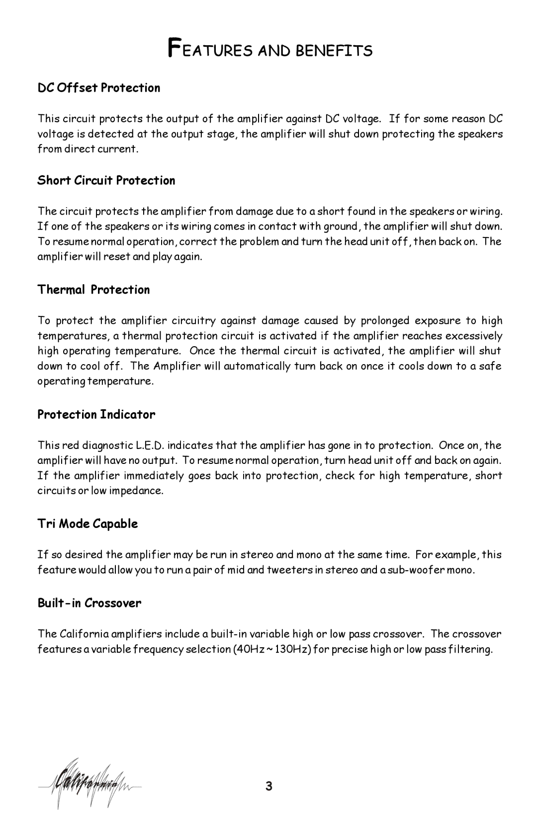 Profile 100SX installation instructions Features and Benefits 